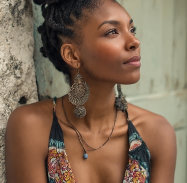 a black woman with a natural updo hairstyle