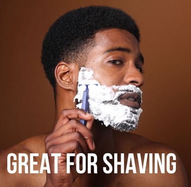 A man shaving with Back2naturalness Castile Soap Bars 