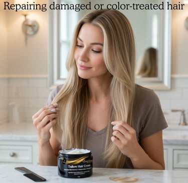 a white lady rubbing hair growth cream on her edges