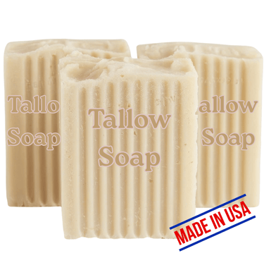 a Back2naturalness Tallow soap bar with a made in usa tag tag on it