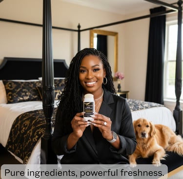 a black lady using Back2naturalness tallow natural deodorant