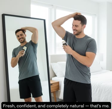 a white male apply Back2naturalness Tallow Natural Deodorant