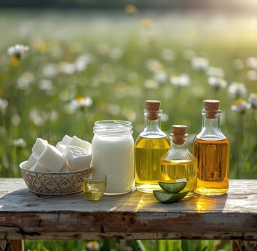 a table showing Back2naturalness Tallow Soap ingredients: Beef Tallow, sweet almond oil, jojoba oil,