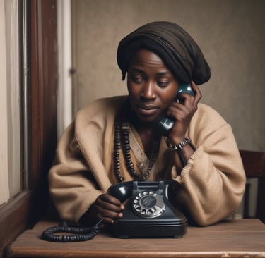 A friendly customer service representative answering a phone call in a modern office.