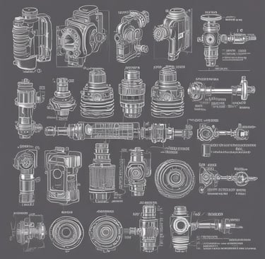 A collection of various technology parts displayed on a wooden table.
