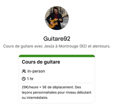 Réservation de cours de guitare