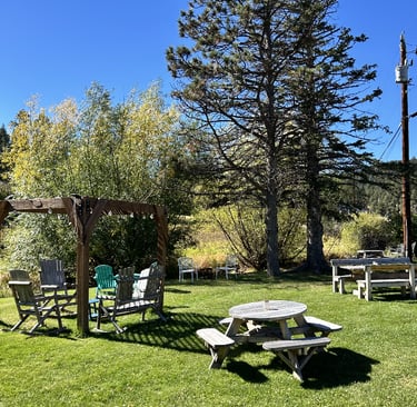 expansive backyard right on the creek with space for over 250 people.