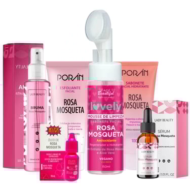kit skincare rosa mosqueta completo presente de autocuidado feminino