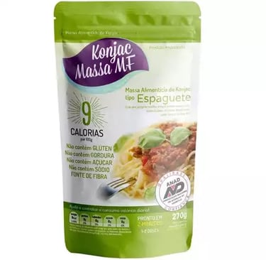Pacote de macarrão Konjac MF orgânico, ideal para emagrecimento e dietas low carb.