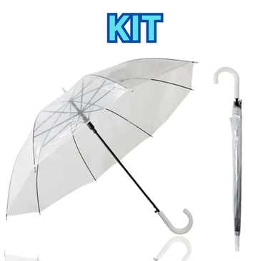 Kit de guarda-chuva transparente à venda, resistente e moderno