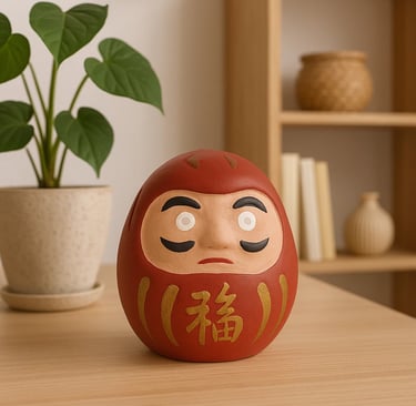 Boneco Daruma japonês vermelho tradicional