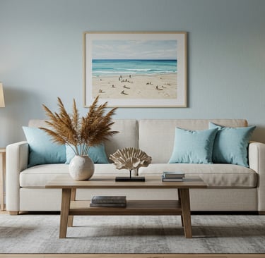 Living room with coastal-style accessories