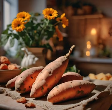 Des patates douces dans une vieille cuisine