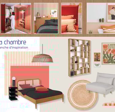 Planche d'inspiration chambre adulte terracotta