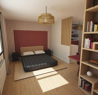 chambre terracotta rayure
