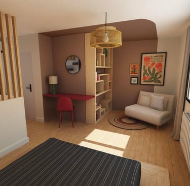 3D chambre adulte terracotta
