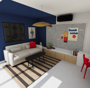 décoration studio bleu