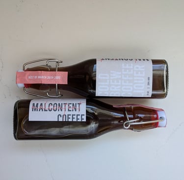 Malcontent Coffee Brand Liqueur Bottle Design