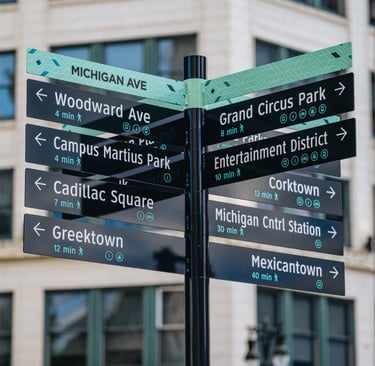 Detroit Wayfinding Signage Design Modular Pedestrian