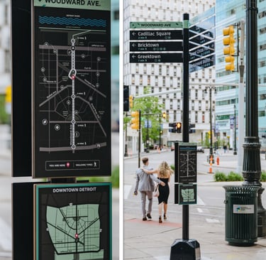 Downtown Detroit Wayfinding sign system
