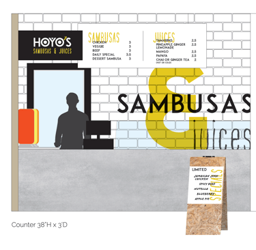 Hoyo's Kitchen Sambusas & Juices Environmental Graphic Elevation