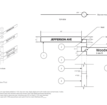 Downtown Detroit Wayfinding Signage Production Drawings