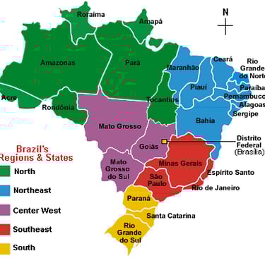 a map of the Brazil's most important regions