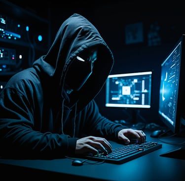 a person in a hoodie is sitting at a computer