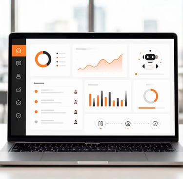 Laptop showing AI assisted IT support insights for a Birmingham business