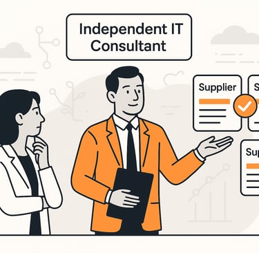 Independent IT consultant filtering and recommending trusted suppliers for businesses