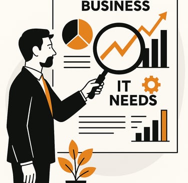 Independent IT consultant analysing business needs and operations before recommending suppliers