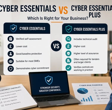 Business comparing Cyber Essentials and Cyber Essentials Plus certification