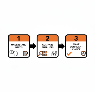 Three-step independent consultancy process for choosing business connectivity suppliers