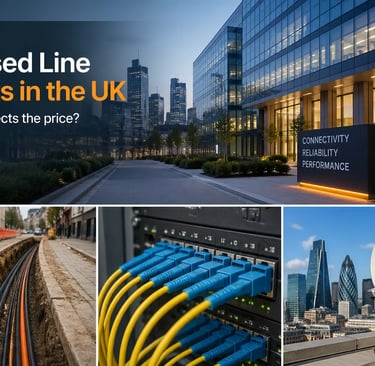 Business fibre leased line infrastructure and connectivity setup in a UK office environment