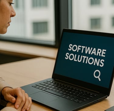 IT professional analysing supplier options on a laptop screen