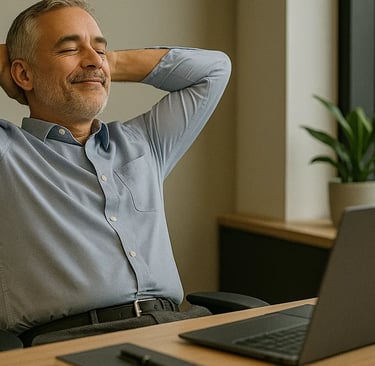 Relaxed IT Manager leaning back after completing supplier review