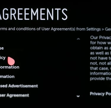 Navigating privacy settings on a smart TV to disable data tracking.