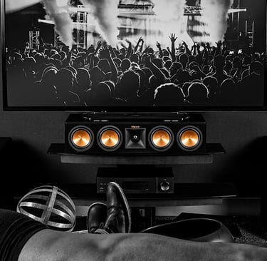 High-end home cinema separates setup with AV processor, multi-channel power amplifiers, and 4K sourc