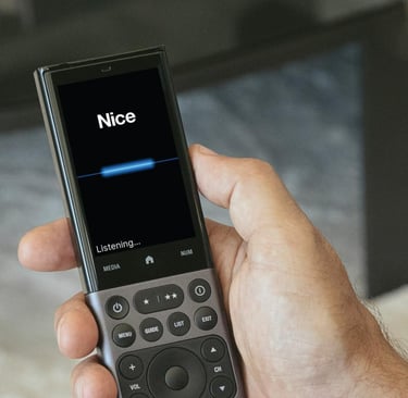 Nice HR40 handheld remote control for luxury home cinema and media room automation.