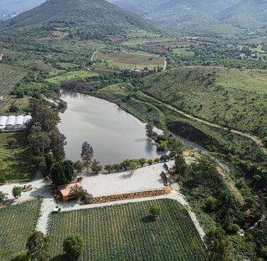 a large lake surrounded by a mountain range