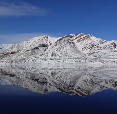 Mountains with a symmetric reflecting in water