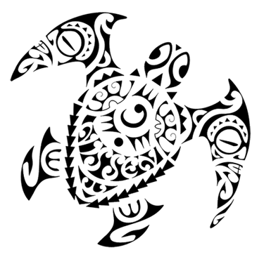 tortue en motifs polynésiens