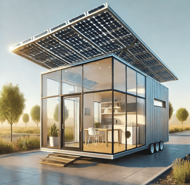 Image de concept de tiny house du futur : La Tiny house solaire