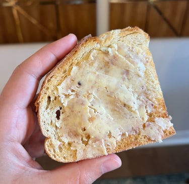 Bone Marrow Butter spread on sourdough bread