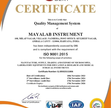 mayalab-instrument-Iso certificate