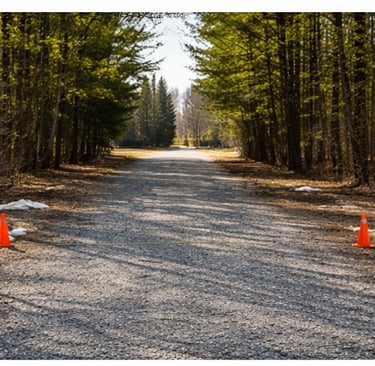 setup delivery spot for shipping container, prepped for drop off