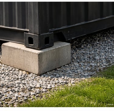 corner support blocks to place a shipping container, importance of levelling ground for drop off