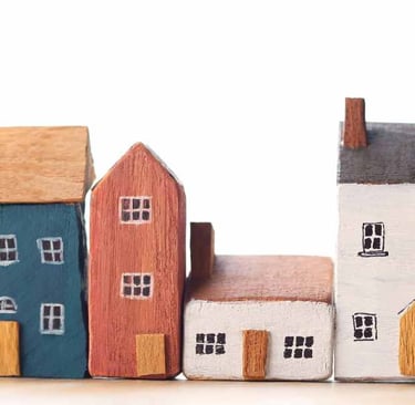 a row of houses with a white background