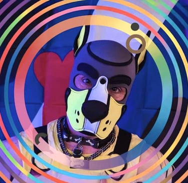 Man in pup mask.