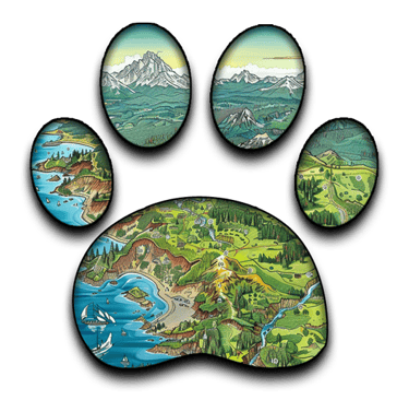 Paw-shaped map of the Far West region